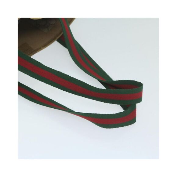 Pre Loved gucci  GG Plus Supreme Web Sherry Line Tote Bag Beige Red Green Auth - Picture 8 of 8